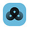 Icon von Software Leica Geo Cloud Drive. Blaues Quadrat mit abgerundeten Ecken, geschwungene schwarzes Objekt.