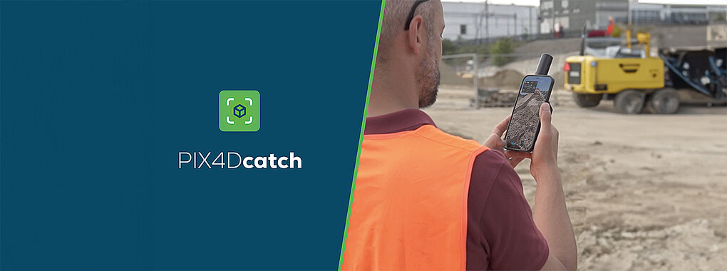 PIX4Dcatch Software und Gerät wird im Baustelleneinsatz gezeigt