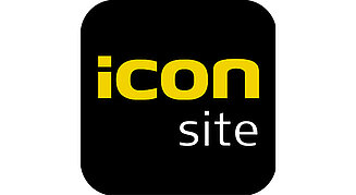 Icon der Software iCON site mit gleichnamigen Schriftzug in gelb auf schwarzem Hintergrund
