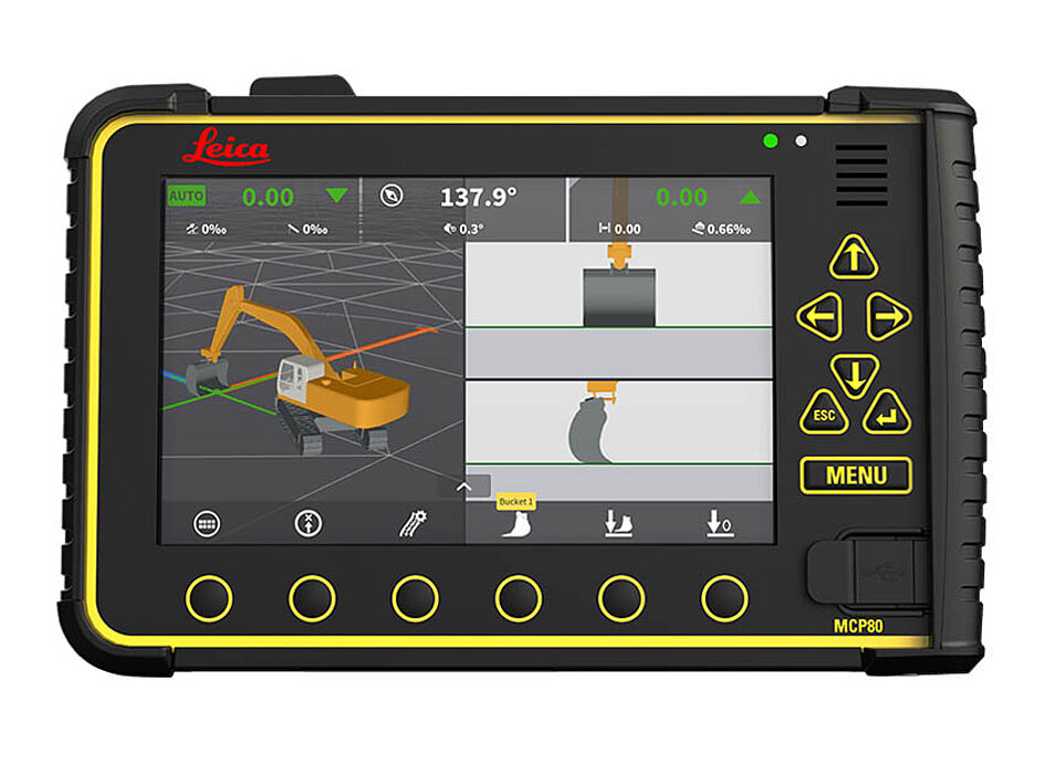 Leica Display für Abziehautomatik Maschinensteuerung für Bagger, zeigt Abbildungsgrafik