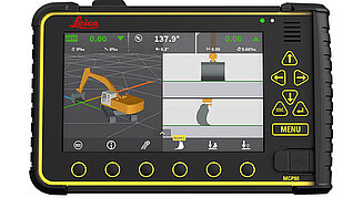 Leica Display für Abziehautomatik Maschinensteuerung für Bagger, zeigt Abbildungsgrafik