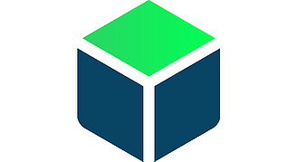 Icon der Software PIX4Dcatch für Reality Capture. Hellgrünes und dunkelblaues Icon das einen Würfel bildet.