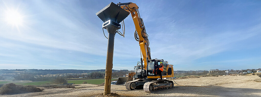 Rüttelstopfverfahren auf der Baustelle zu sehen