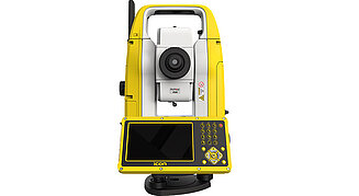 Produktbild iCB70 von Leica. Tachymeter rückseitig gezeigt mit Display.