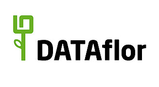 Anbieter für Software im Bereich Tiefbau - DATAflor Schriftzug mit grüner Blume