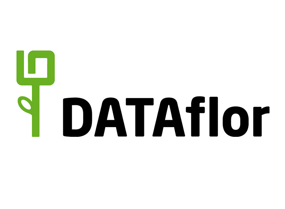 Anbieter für Software im Bereich Tiefbau - DATAflor Schriftzug mit grüner Blume