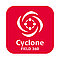 Icon der Software Cyclone Filed360 für Reality Capture. Rotes Quadrat mit abgerundeten Ecken und Symbol in weiß in der Mitte.
