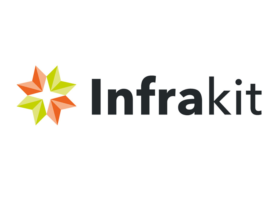 Software Logo von Infrakit für den Tiefbau. Zeigt den Schriftzug und eine Art Stern als Logo
