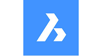 Software Icon von BricsCAD für Hochbau. Blaues Quadrat mit weißem Zeichen.