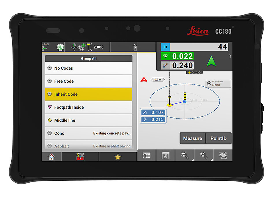 Leica CC180 Tablet Produktbild in Frontansicht mit eingeschalteten Bildschirm