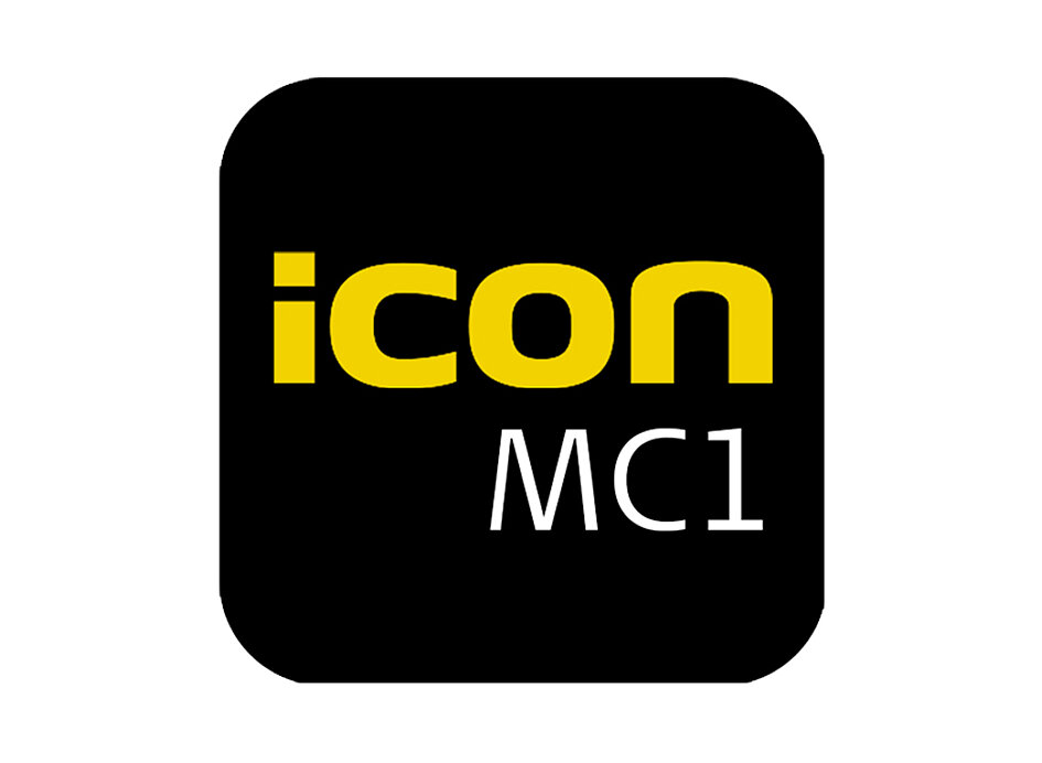 Icon für die Software iCON MC1 von Leica für den Tiefbau - schwarz mit gelber und weißer Schrift
