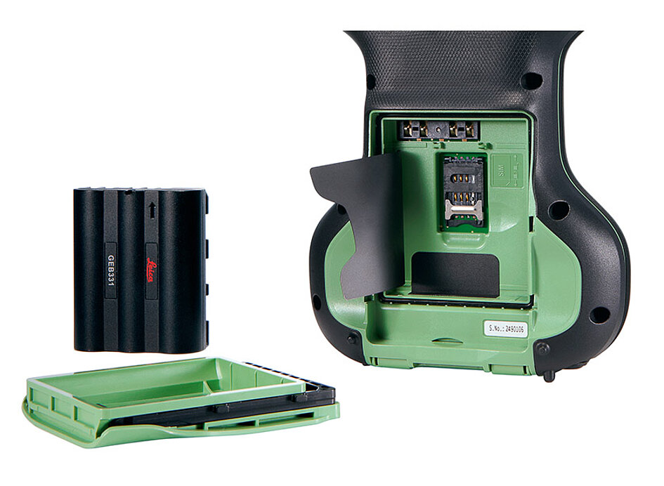 Leica CS20 Rückansicht mit Akkufach geöffnet