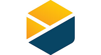 Icon der Software PIX4Dcloud für Reality Capture. Oranges und dunkelblaues Icon das ein Sechseck bildet.
