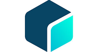 Icon der Software PIX4Dsurvey für Reality Capture Lösungen. Sechseck in dunkelblau mit türkis.