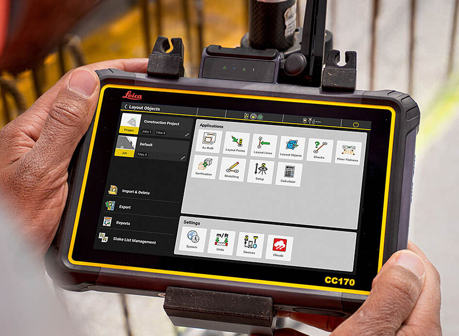 Leica Display zeigt die Software iCONbuild auf dem Bildschirm