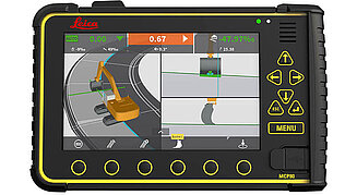 Leica Display für eine 2D- und 3D-Maschinensteuerung für Bagger